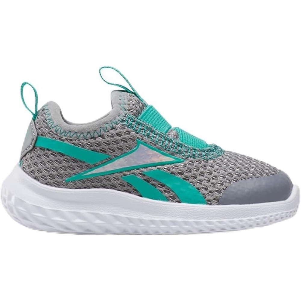 Reebok Kids Rush Runner Slip-On Shoes in Gray/Teal Size 5.5